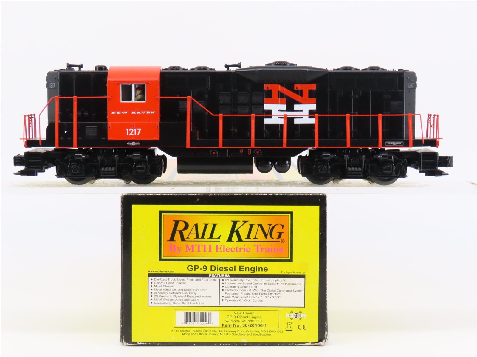 O Gauge 3-Rail MTH RailKing 30-20106-1 NH New Haven GP9 Diesel w/ ProtoSound3