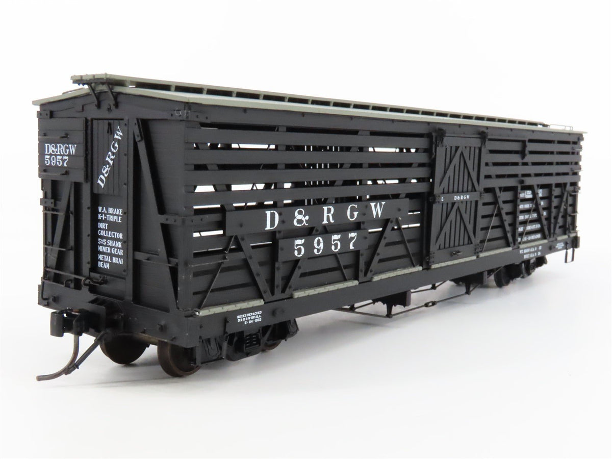 On3 Scale San Juan Car Co. D&amp;RGW Rio Grande Railroad 34&#39; Stock Car #5957