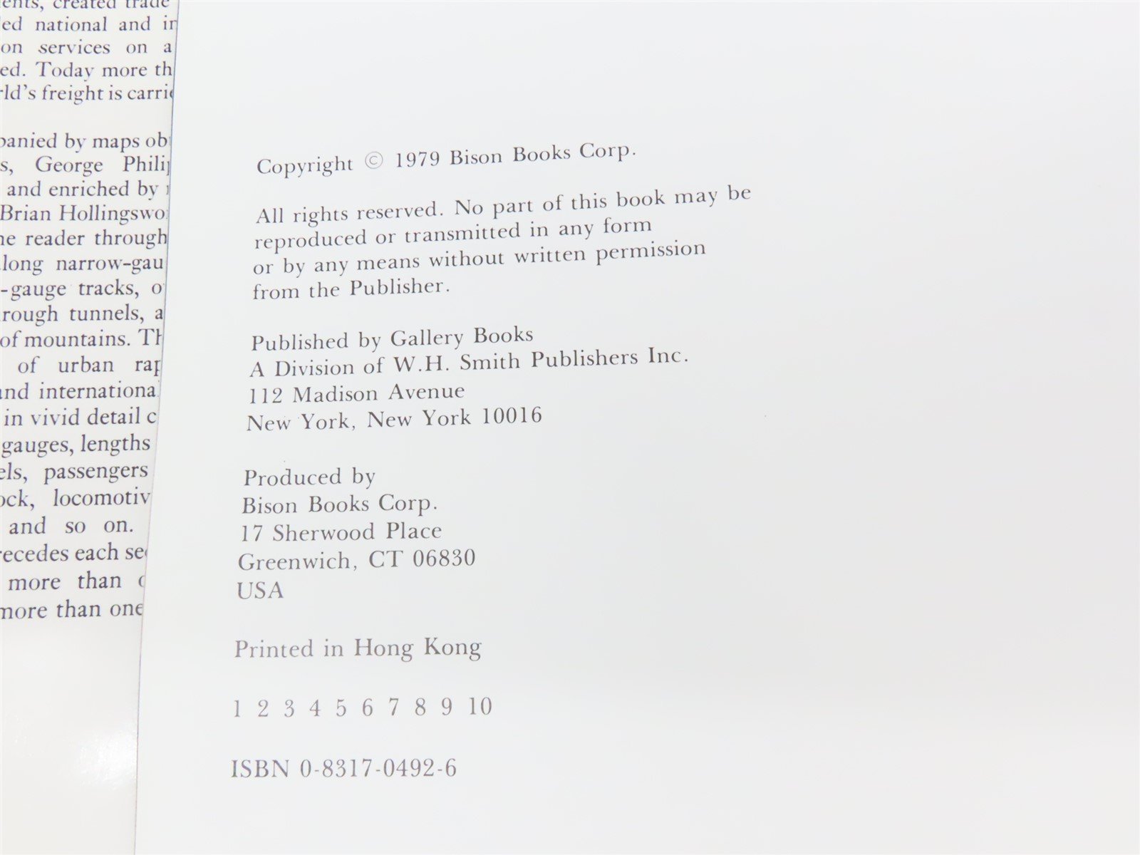 Railways Of The World by Brian Hollingsworth ©1979 HC Book