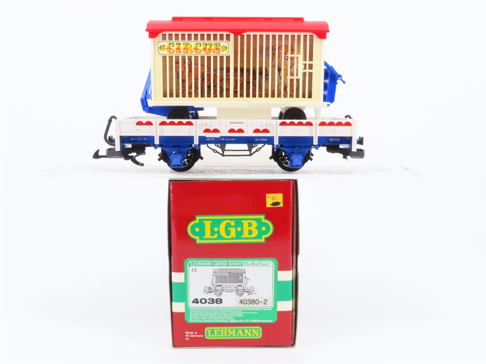 G Scale LGB 4038 Circus Flat Car w/ Lions & Tigers Cage Wagon