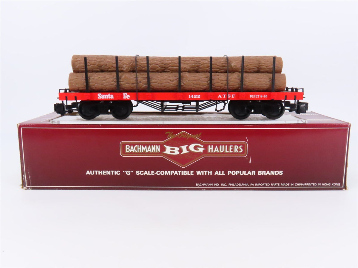 G Scale Bachmann Big Haulers 93502 ATSF Santa Fe Flat Car #1422 w/ Log Load