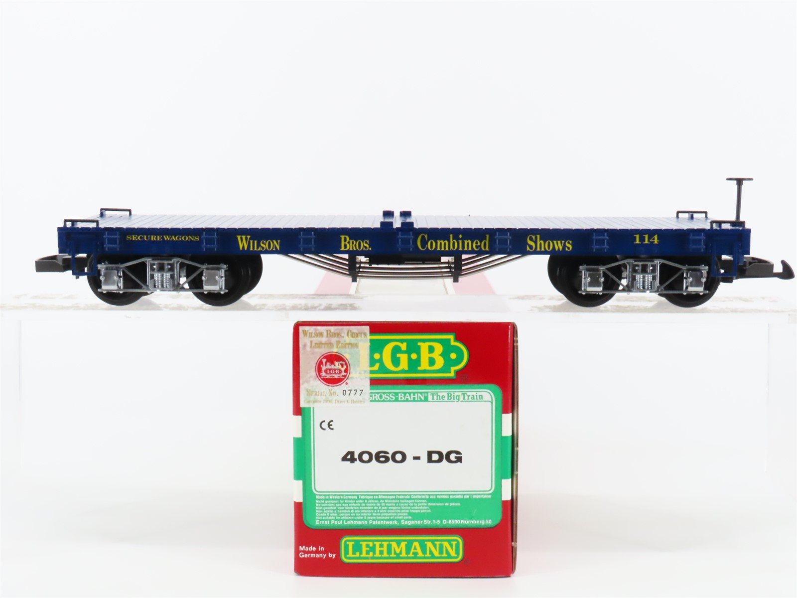 G Scale LGB 4060-DG Wilson Bros. Combined Shows Flat Car