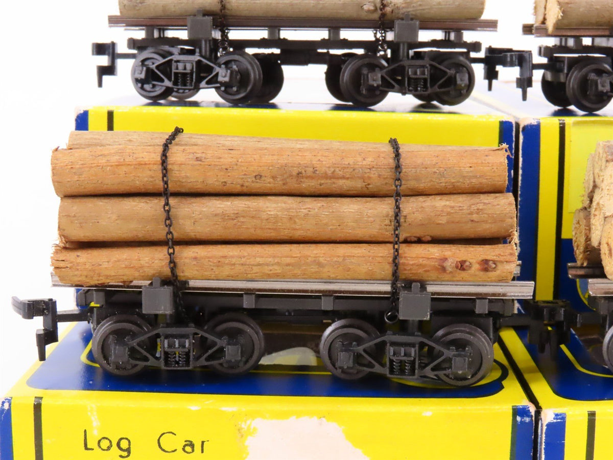 LOT of 6 HO Scale AHM/Rivarossi 6120-02 Log Cars w/ Loads