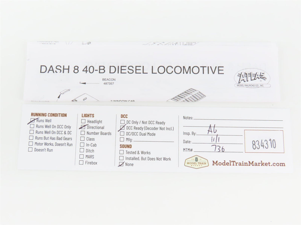 N Scale Atlas 48704 ATSF Santa Fe Dash 8-40B Diesel Locomotive #7412