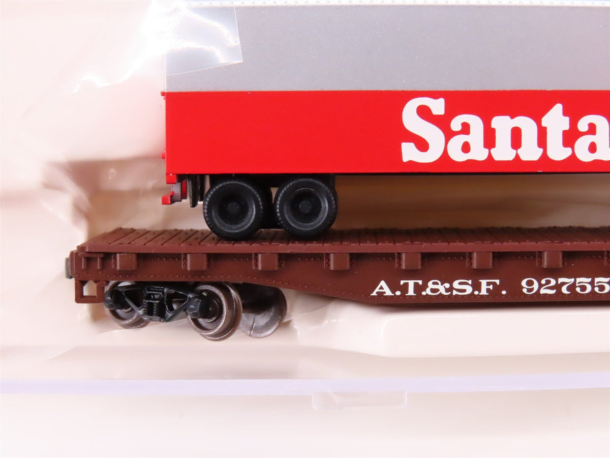 N Scale Atlas 37752 ATSF Santa Fe Piggyback Flat Car #92755 w/ 40&#39; Trailer