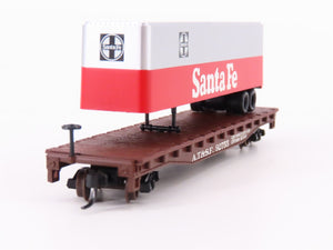 N Scale Atlas 37752 ATSF Santa Fe Piggyback Flat Car #92755 w/ 40' Trailer