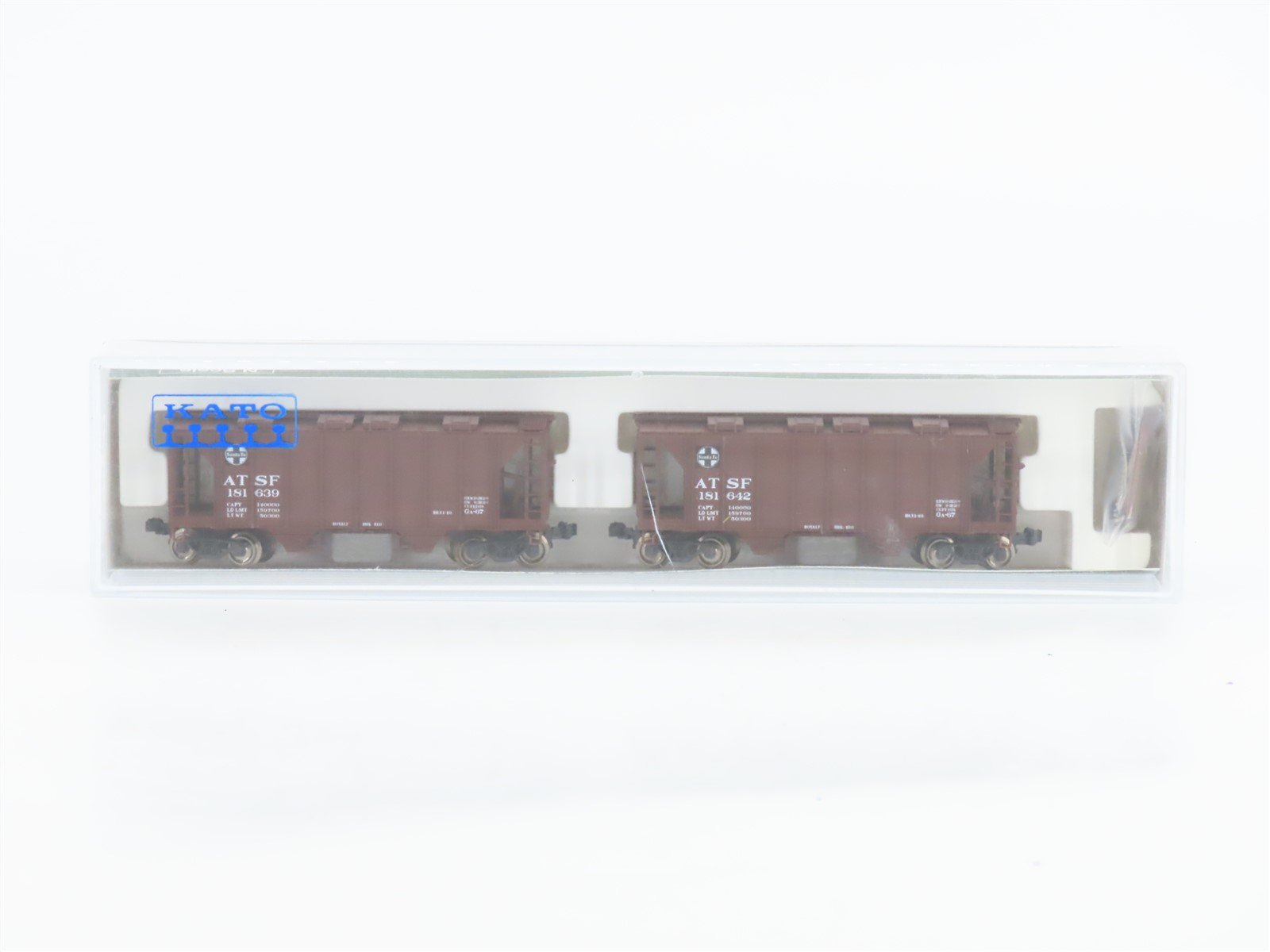 N KATO 186-0103 ATSF Santa Fe 2-Bay Covered Hoppers #181639 & #181642 - Set of 2