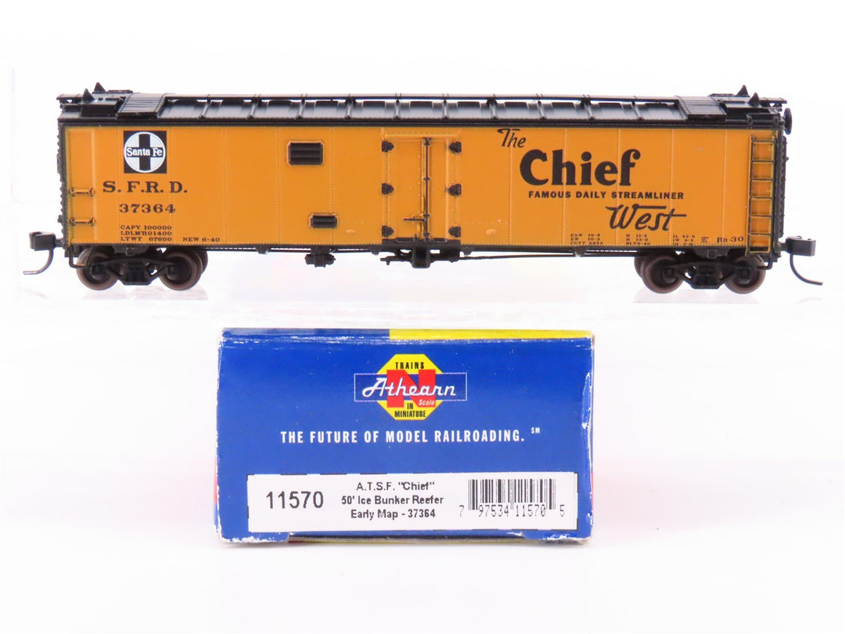 N Scale Athearn 11570 SFRD Santa Fe Railroad Chief 50&#39; Ice Bunker Reefer #37364