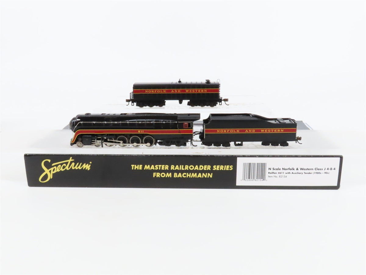 N Scale Bachmann Spectrum 82154 N&amp;W 4-8-4 Class J Steam #611 w/ Auxiliary Tender