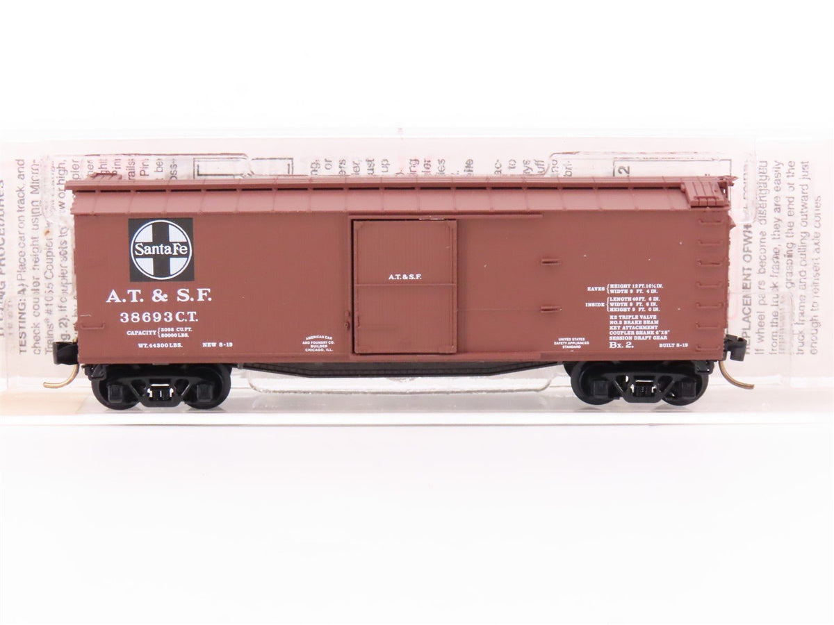 N Scale Micro-Trains MTL 39060 AT&amp;SF Santa Fe Railroad 40&#39; Wood Box Car #38693CT