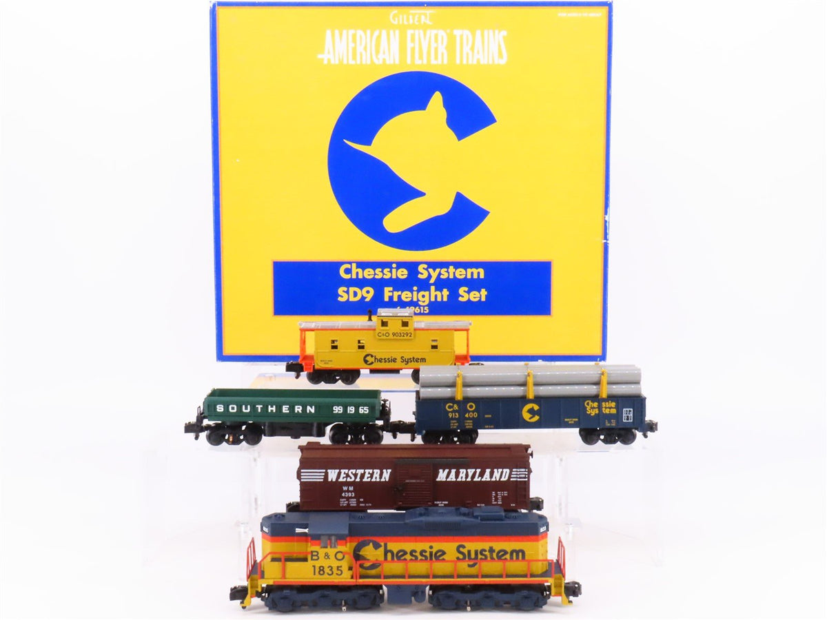 S Scale American Flyer 6-49615 B&amp;O Chessie System SD9 Diesel Freight Train Set