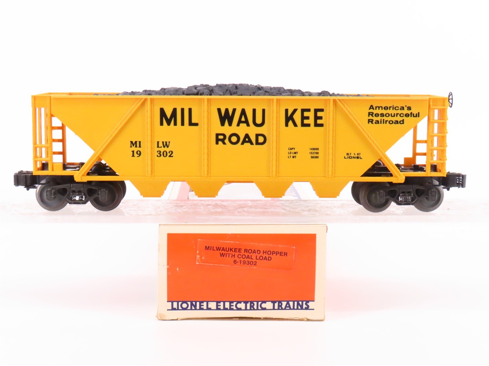 O Gauge 3-Rail Lionel 6-19302 MILW Milwaukee Road 4-Bay Hopper #19302 w/ Load