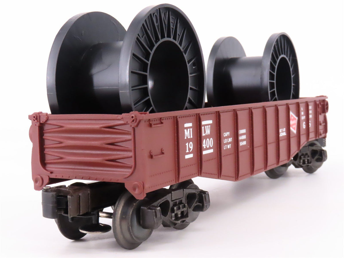 O Gauge 3-Rail Lionel 6-19400 MILW Milwaukee Road Gondola #19400 w/ Cable Reels