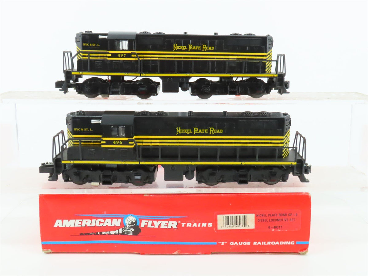 S Scale American Flyer 6-48017 NKP Nickel Plate Road EMD GP9 2-Unit Diesel Set