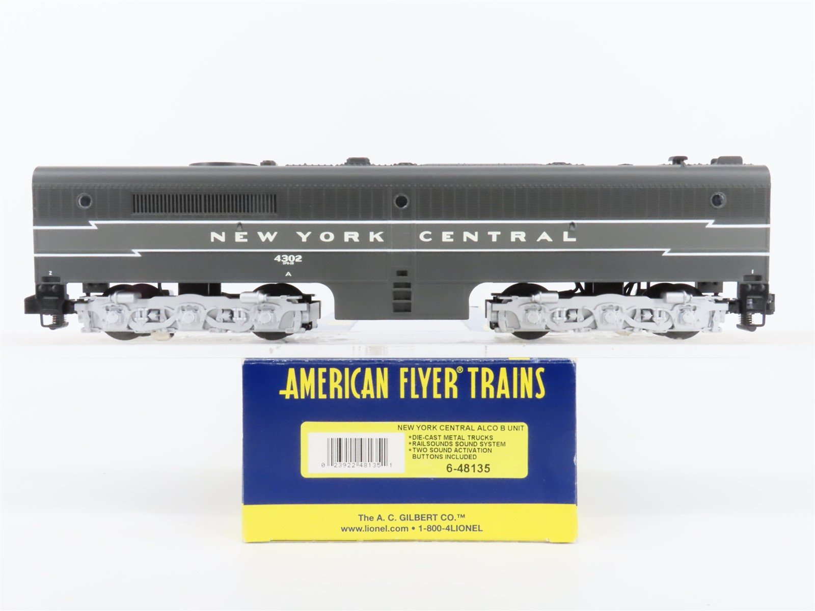 S Scale American Flyer 6-48135 NYC Railway Alco PB Diesel 4302 Unpowered w/Sound