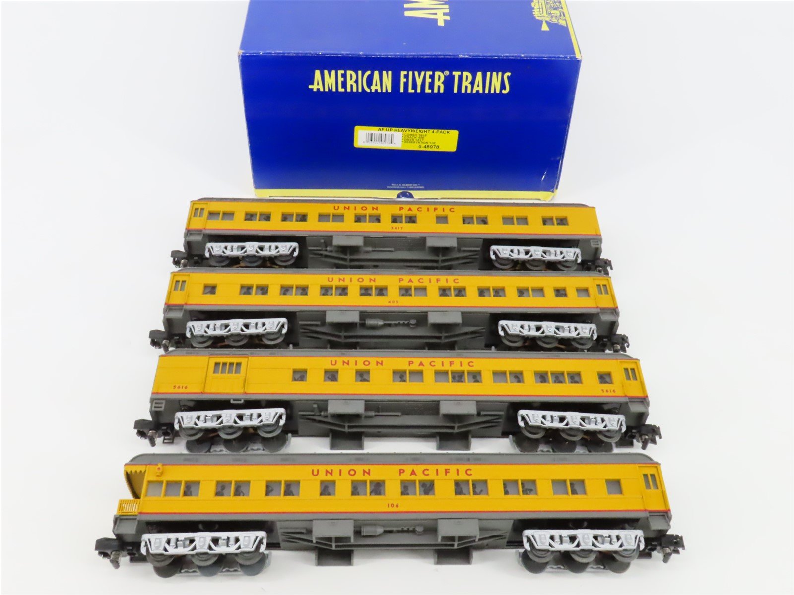 S Scale American Flyer 6-48978 UP Union Pacific Heavyweight Passenger 4-Pack