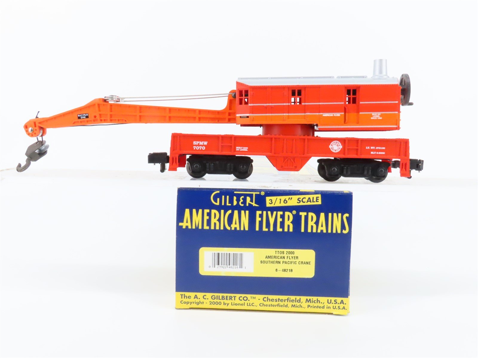 S Scale American Flyer 6-48218 SPMW Daylight MofW Bucyrus Erie Crane Car #7070