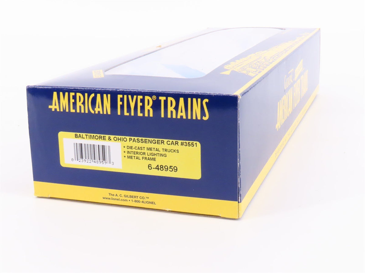 S Scale American Flyer 6-48959 B&amp;O Railway Coach Passenger Car #3551