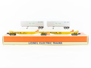 S Scale Lionel 6-16363 Southern TTUX 2 Piece Spine Car Set w/2 Southern Trailers