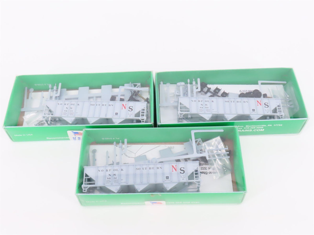 LOT of 3 HO Scale Bowser Kits NS Norfolk Southern Railroad 3-Bay Hoppers -Sealed