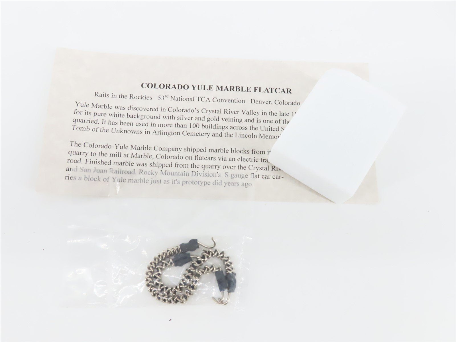 S Scale American Flyer 6-48249 Colorado Yule Marble Co. Flatcar #2007 w/Marble