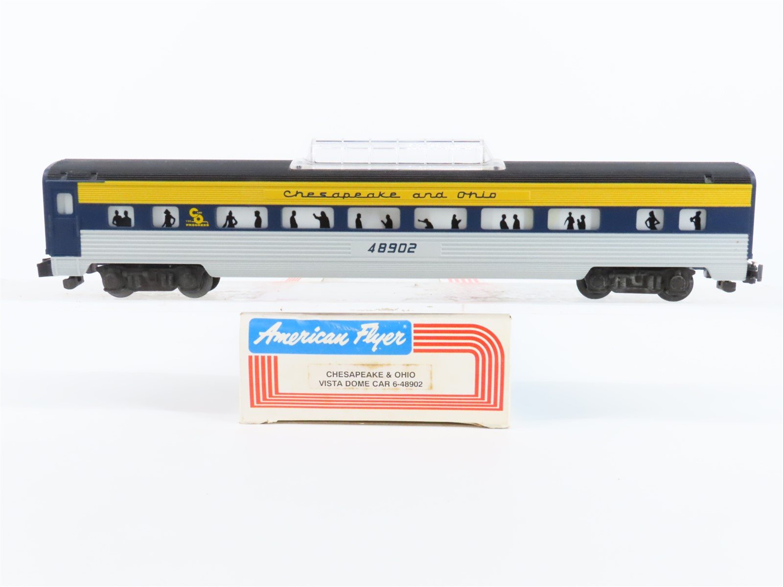 S Scale American Flyer 6-48902 C&O Railway Vista Dome Passenger Car #48902