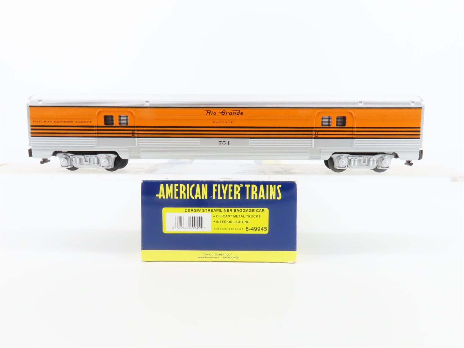 S Scale American Flyer 6-49945 DRGW Rio Grande Baggage Passenger Car #754