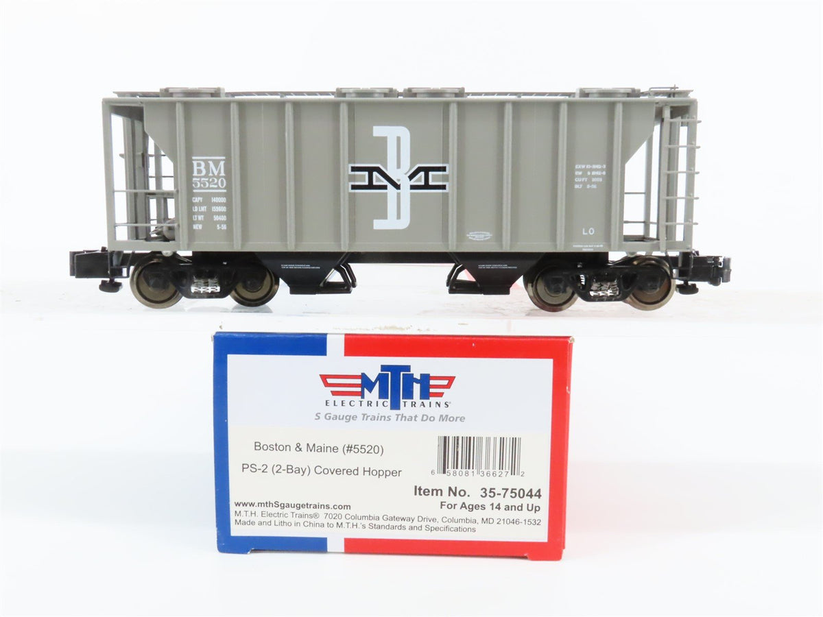 S Scale MTH 35-75044 BM Boston &amp; Maine Railroad 2-Bay Covered Hopper #5520