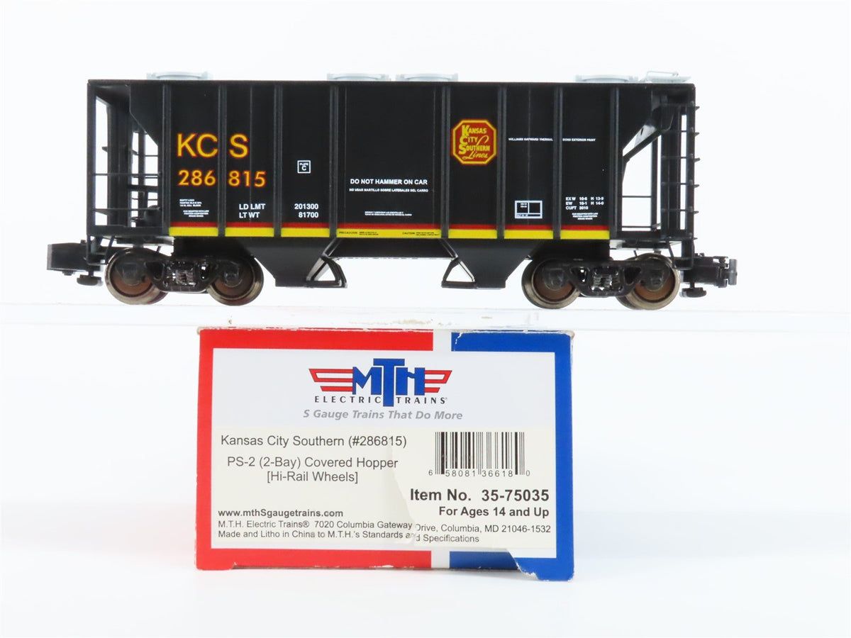 S Scale MTH 35-75035 KCS Kansas City Southern 2-Bay Covered Hopper #286815