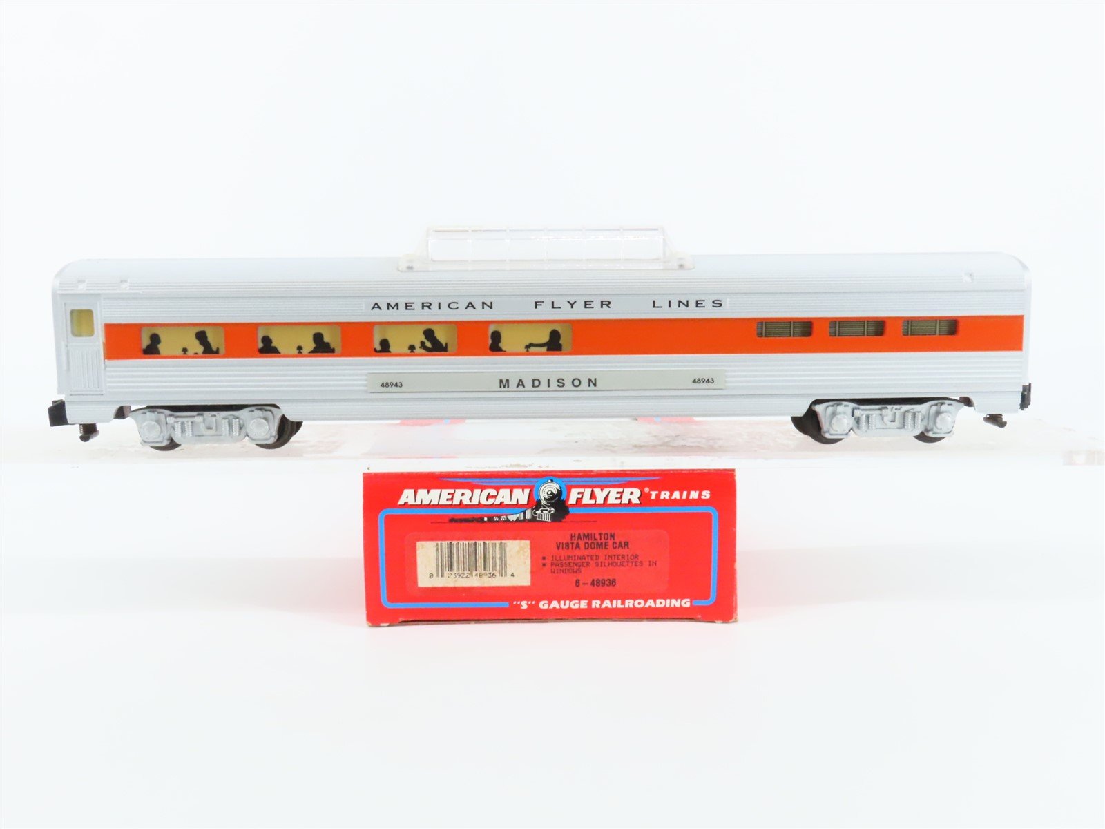 S Scale American Flyer 6-48936 American Flyer Vista Dome Passenger Car "Madison"