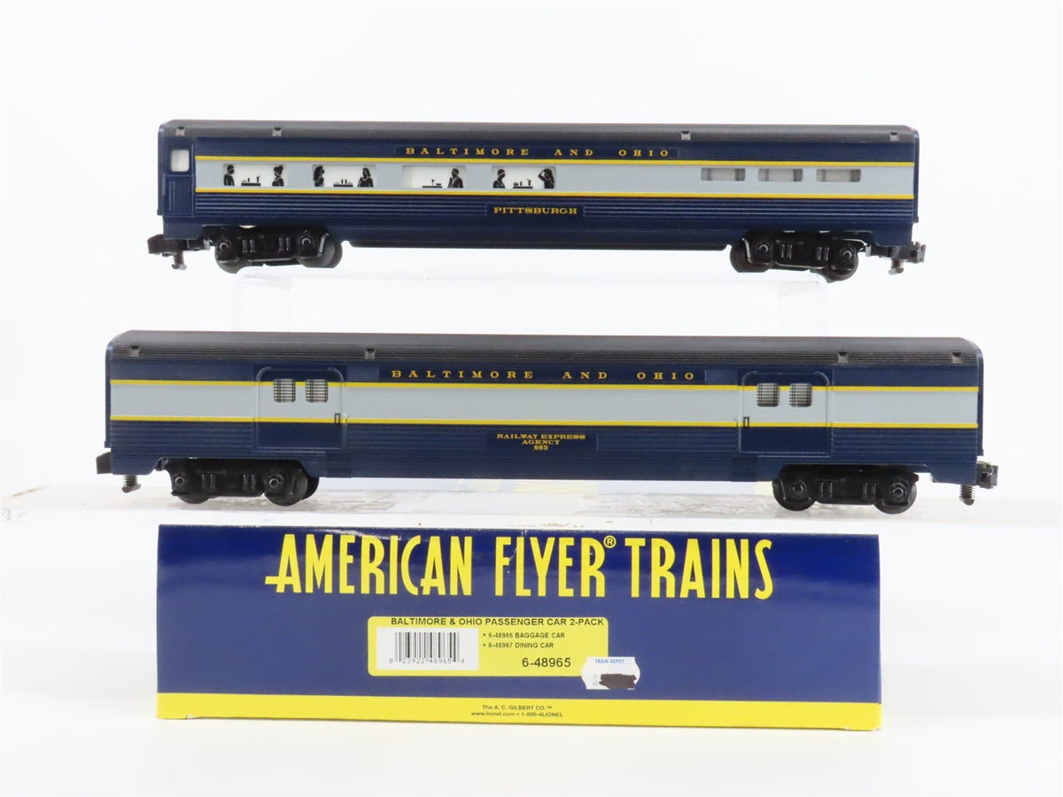 S Scale American Flyer 6-48965 B&amp;O Railway Baggage/Dining Passenger 2-Car Set