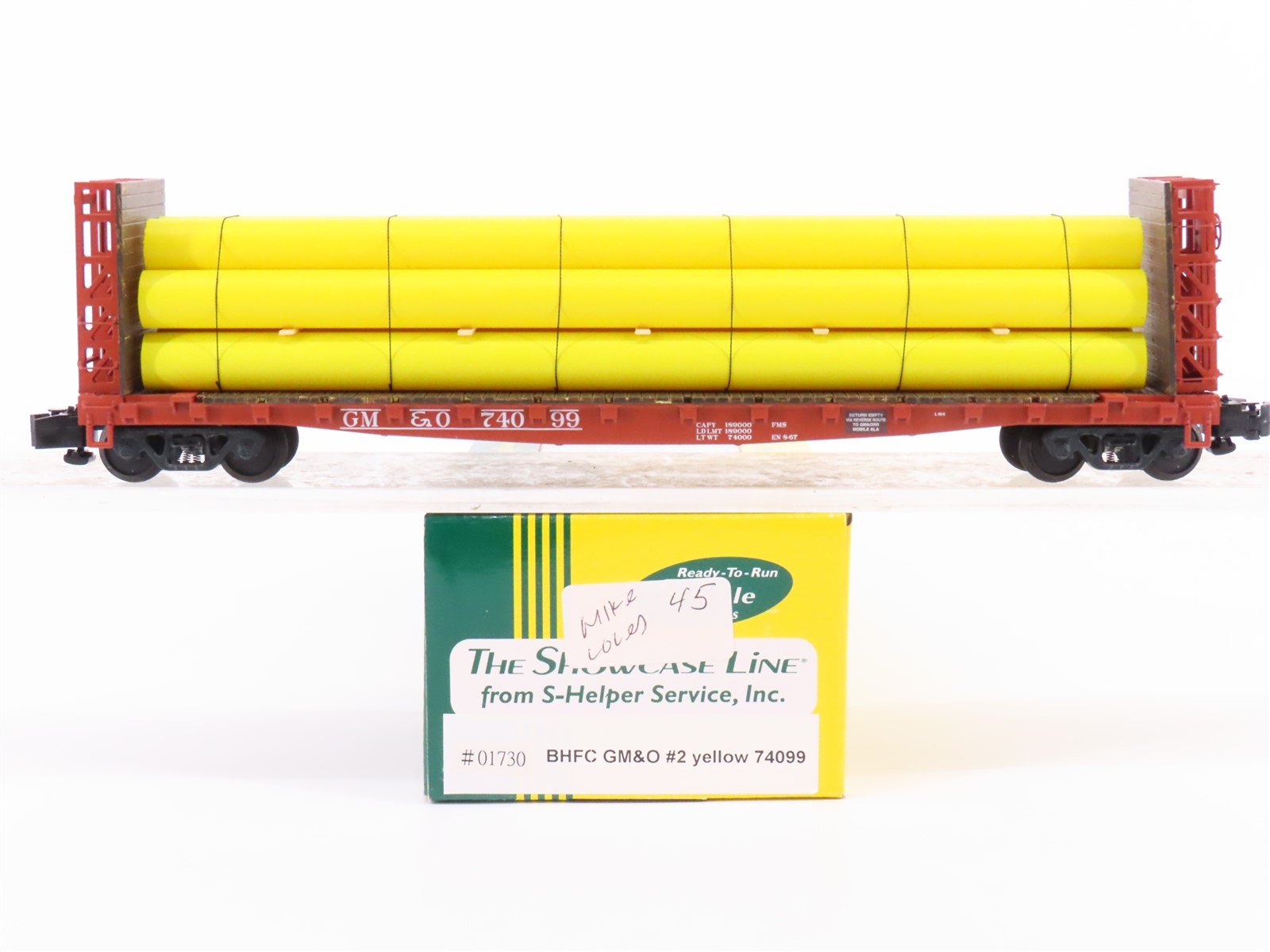 S Scale S-Helper Service Showcase Line 01730 GM&O Flat Car #74099 w/ Pipe Load