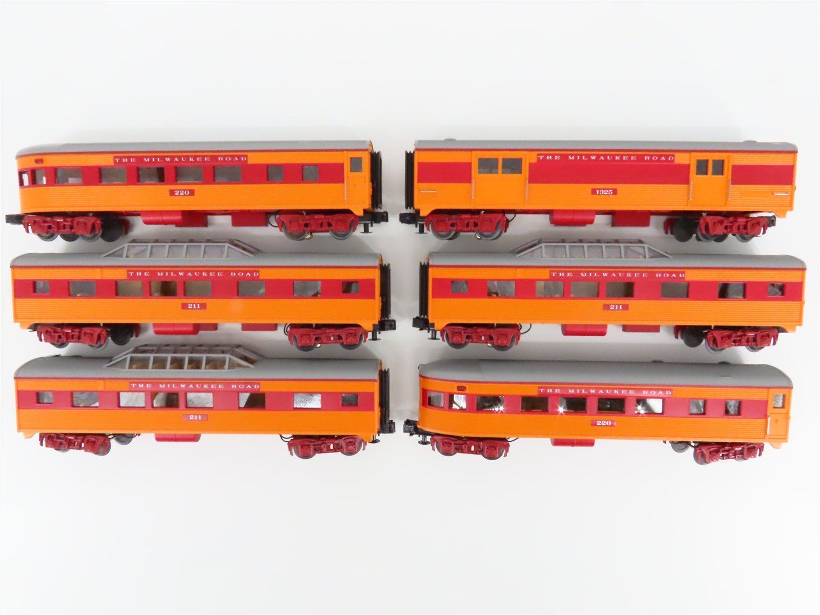 Lot of 6 O Gauge 3-Rail MTH MILW Railway Dome/Obs/Baggage Passenger Cars