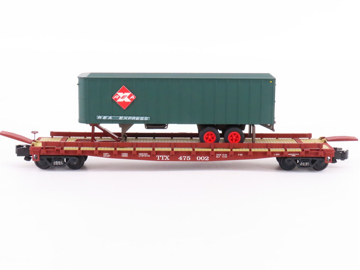 S Scale S-Helper Service Showcase Line TTX Flat Car #475002 w/ REA Trailer