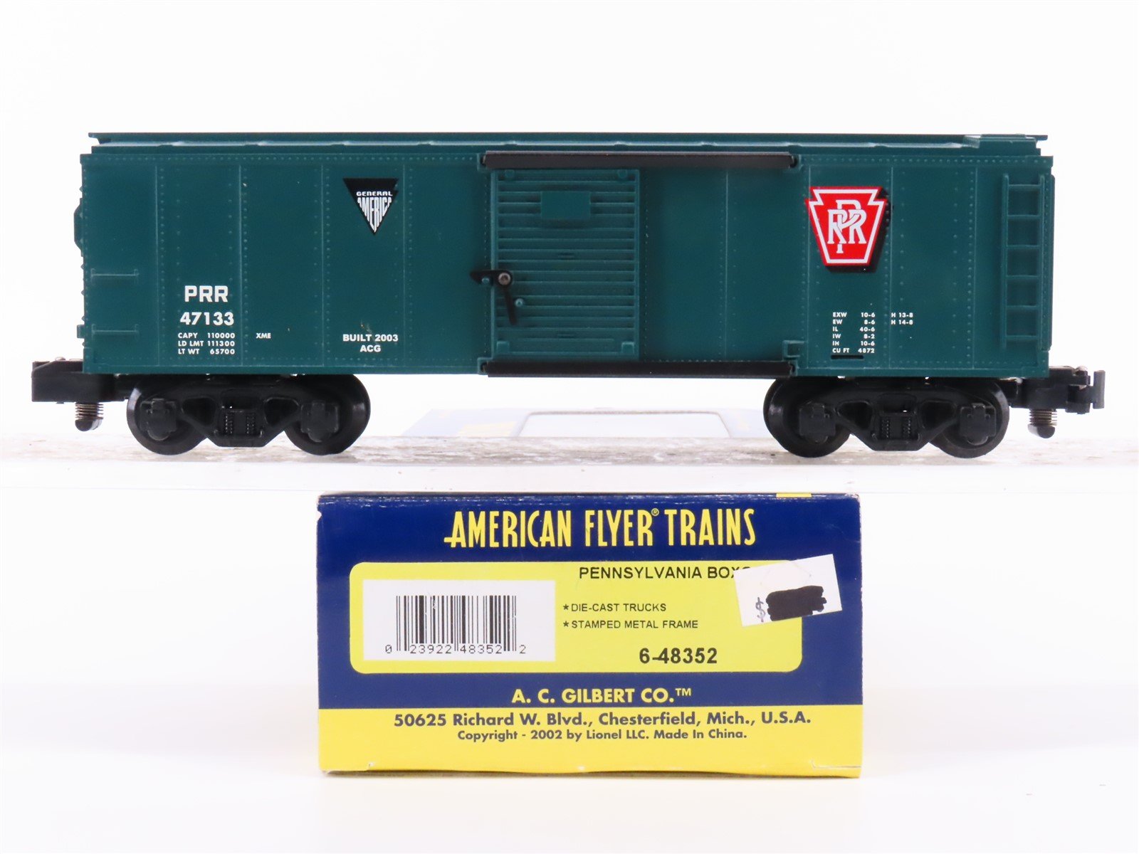 S Scale American Flyer 6-48352 PRR Pennsylvania 40' Boxcar #47133