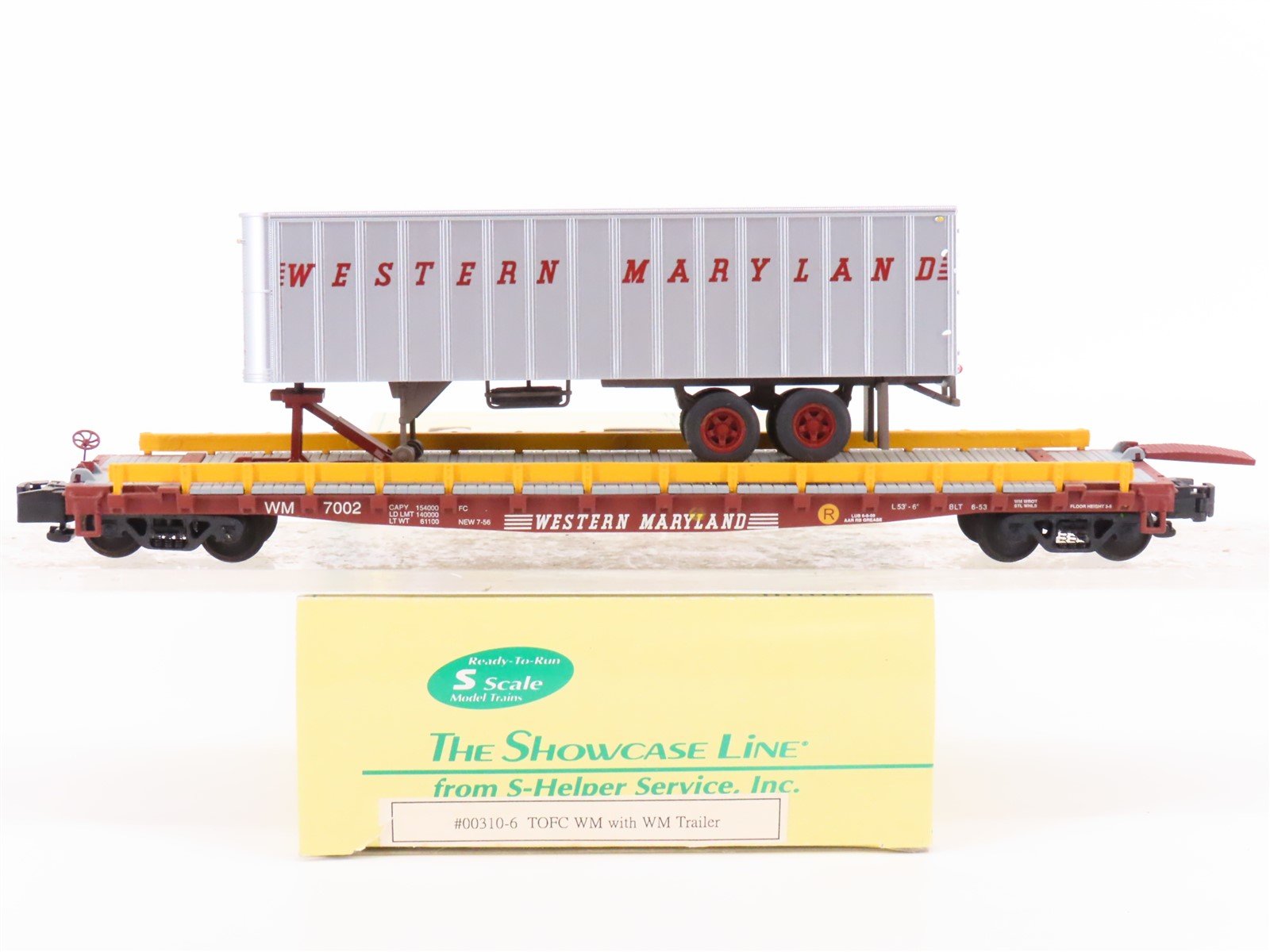 S Scale S-Helper Service Showcase Line 00310-6 WM Flat Car #7002 w/ Trailer