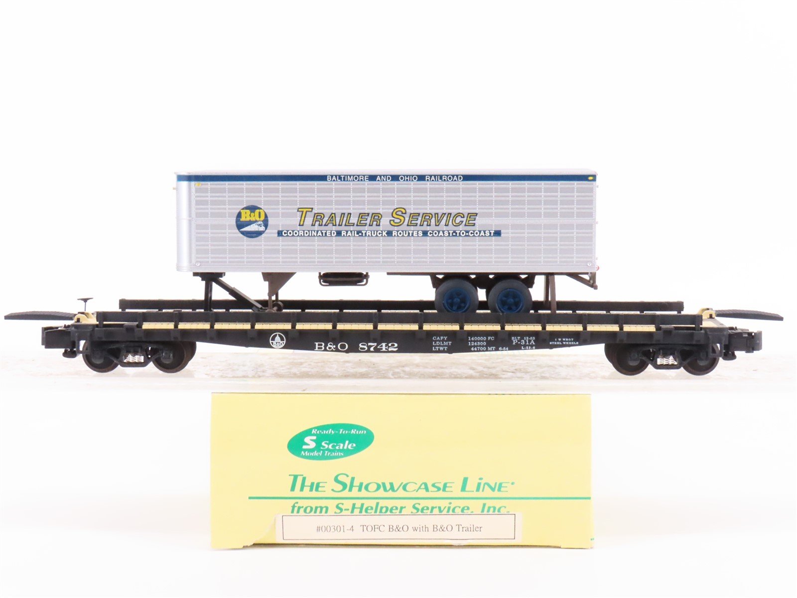 S Scale S-Helper Service Showcase Line 00301-4 B&O Flat Car #8742 w/ Trailer