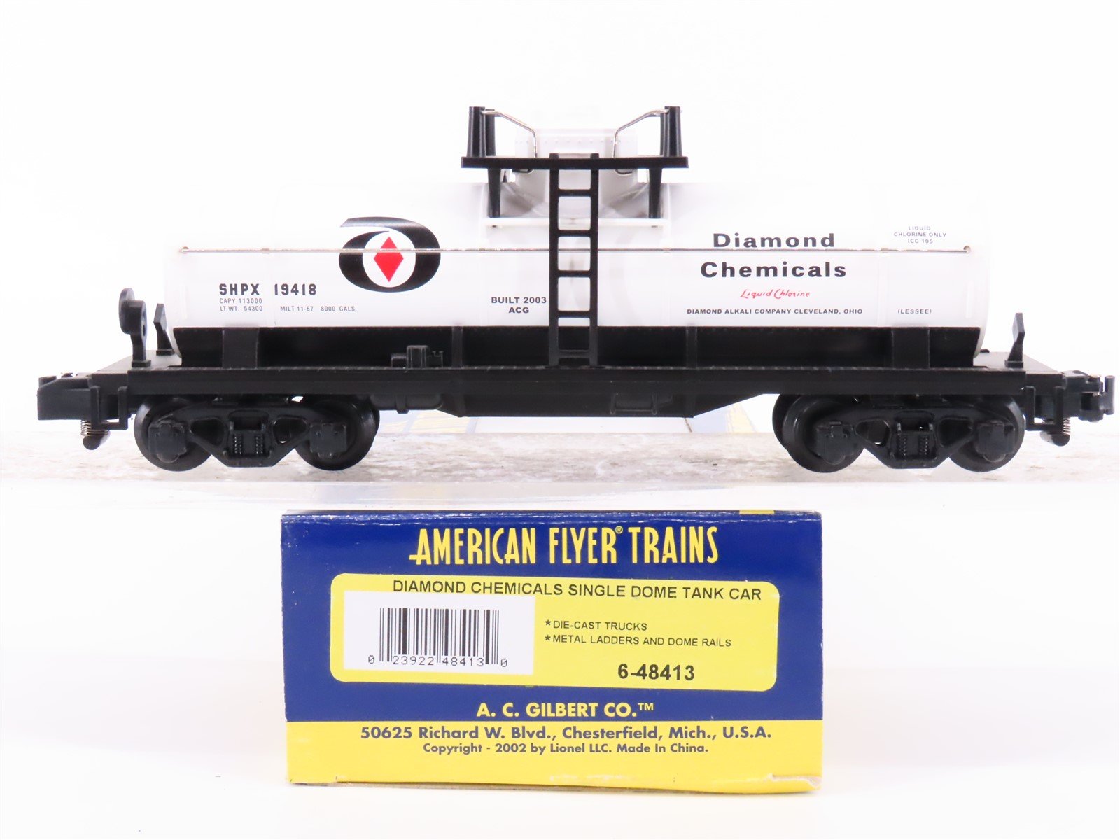 S Scale American Flyer 6-48413 SHPX Diamond Oil Single Dome Tankcar #19418