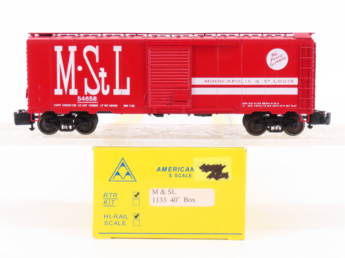 S Scale American Models 1133 M&amp;STL Minneapolis &amp; St Louis 40&#39; Box Car #54658