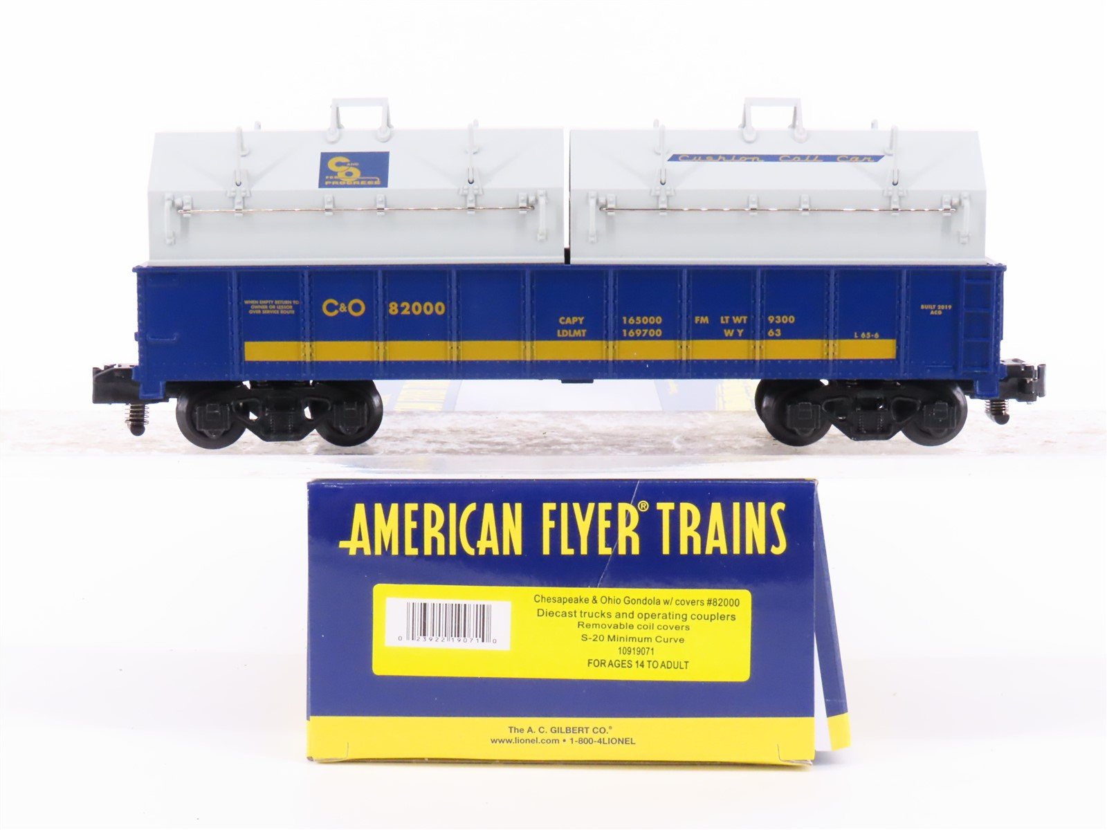 S Scale American Flyer 10919071 C&O Railway Gondola w/Covers #82000