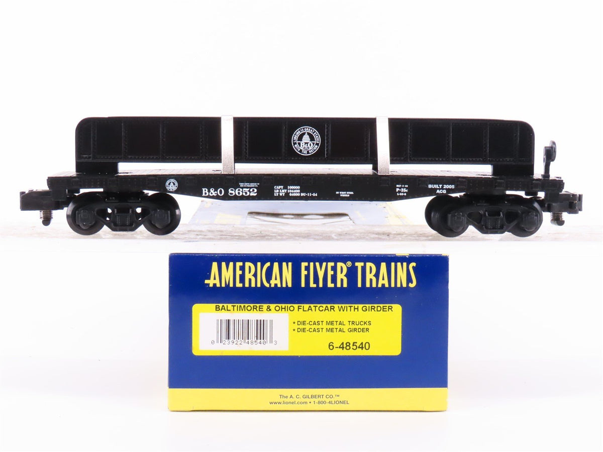 S Scale American Flyer 6-48540 B&amp;O Baltimore &amp; Ohio Flatcar #8652 w/Girder