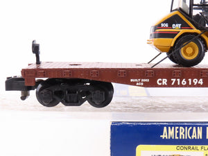 S Scale American Flyer 6-48528 CR Conrail Flatcar #716194 w/ CAT Bulldozer