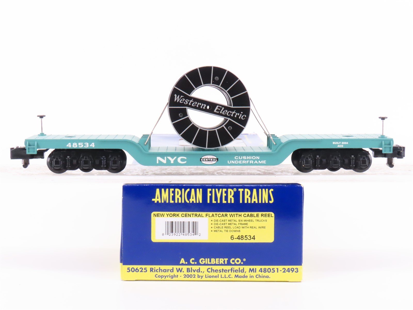 S American Flyer 6-48534 NYC New York Central Flat Car #48534 w/ Cable Reel