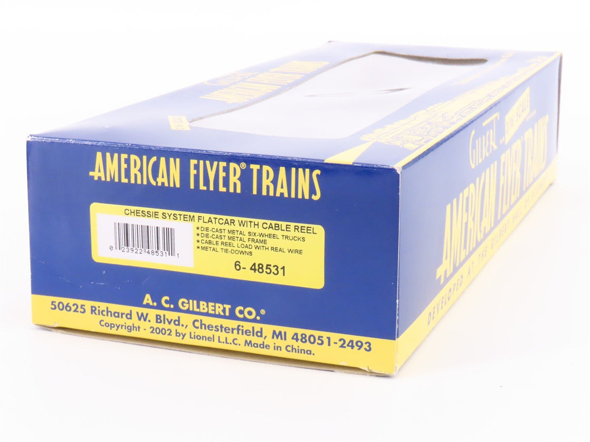 S Scale American Flyer 6-48531 Chessie System Flat Car #48531 w/ Cable Reel