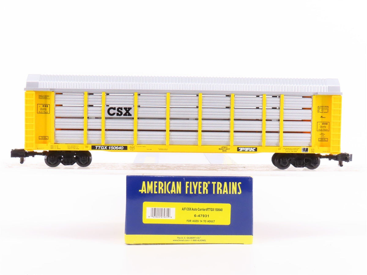 S Scale American Flyer 6-47931 TTGX CSX Railroad Auto Carrier #150640