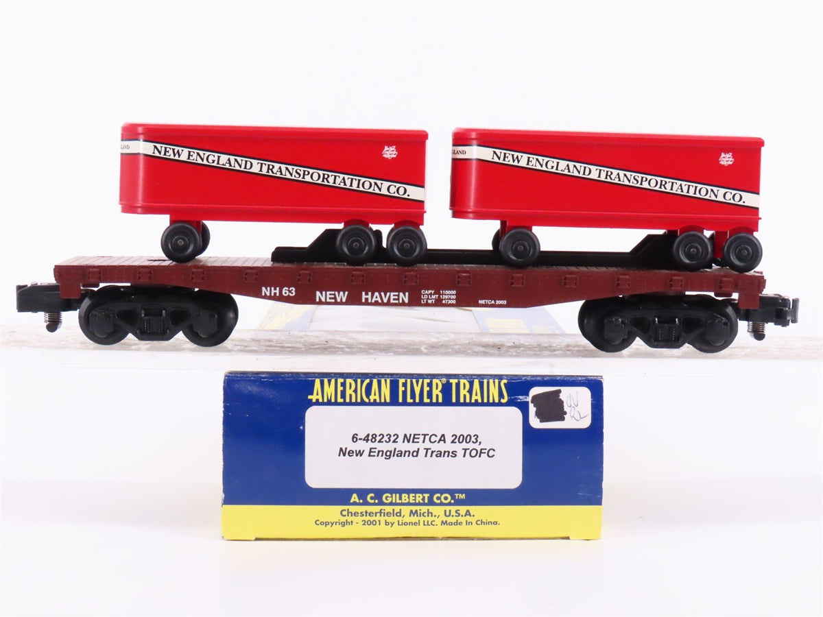 S Scale American Flyer 6-48232 NECTA 2003 New England TOFC Flatcar 63 w/Trailers