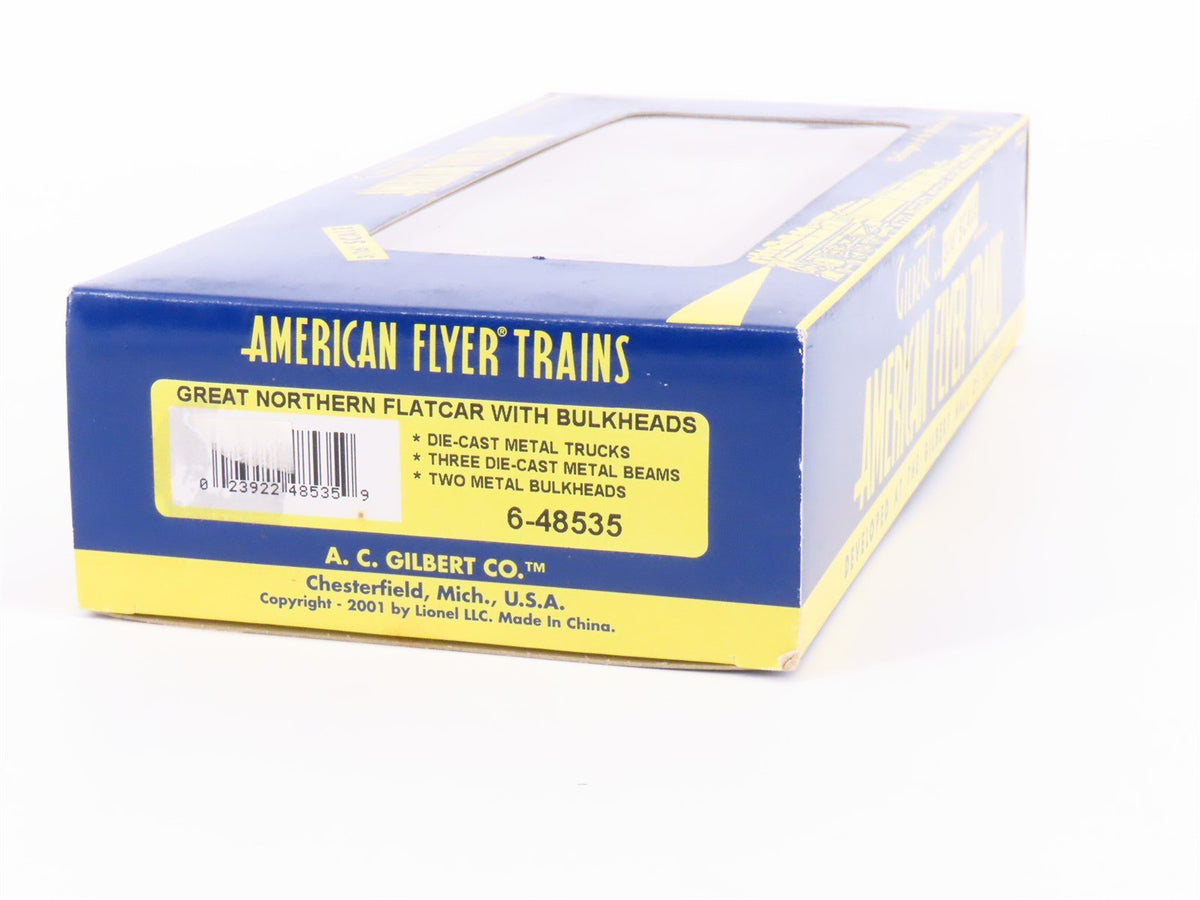 S Scale American Flyer 6-48535 GN Great Northern Bulkhead Flatcar #48535