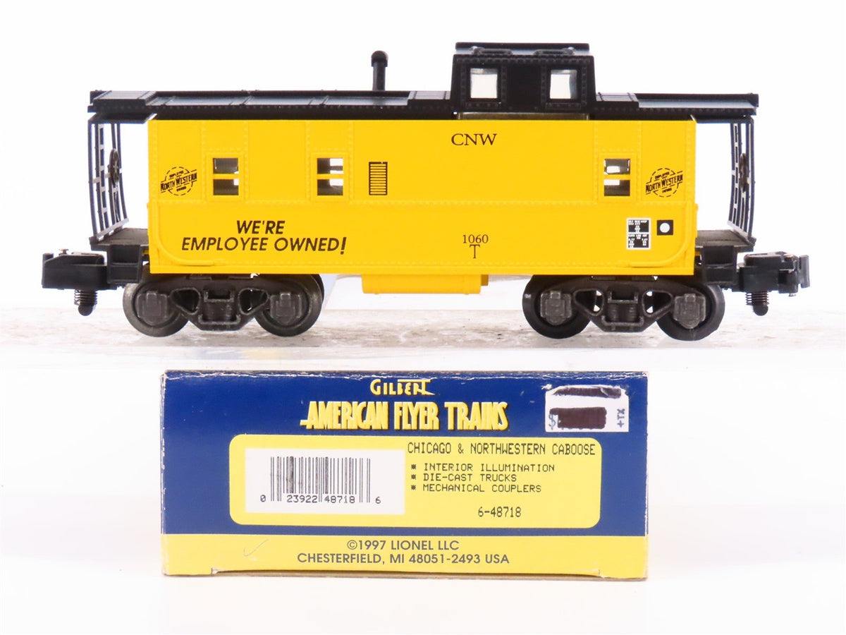 S Scale American Flyer 6-48718 CNW Chicago &amp; Northwestern Lighted Caboose #1060