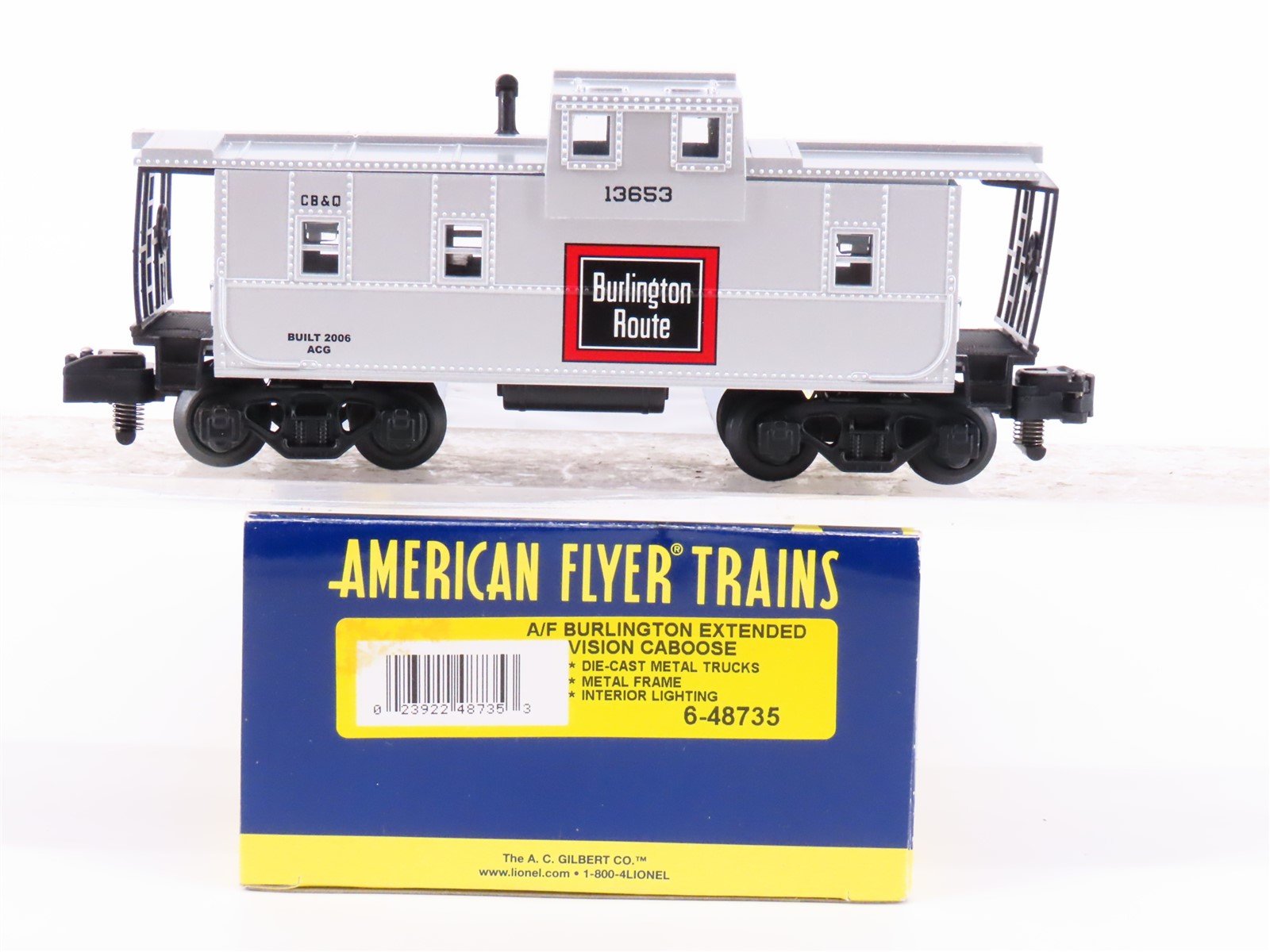 S Scale American Flyer 6-48735 CBQ Burlington Extended Vision Caboose #13653