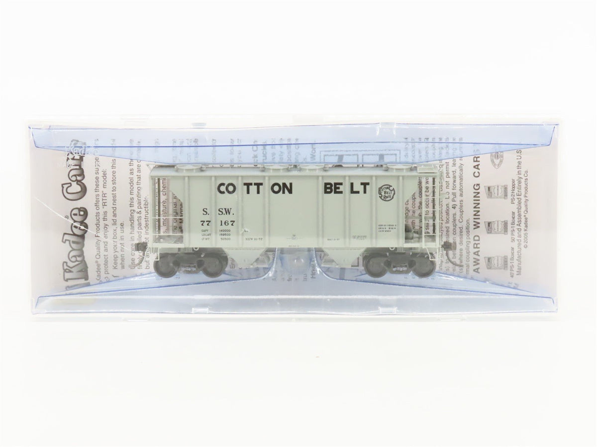 HO Scale Kadee 8021 SSW Cotton Belt Route 2-Bay Covered Hopper #77167 - Sealed